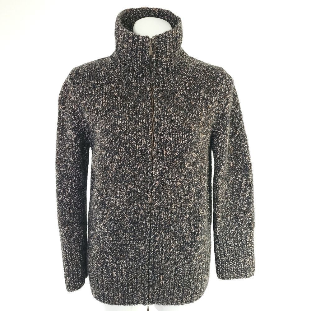 Lorena Antoniazzi Wool Cashmere Blend Zip Front Mock Neck Marled Knit Sweater 44 - Picture 3 of 7